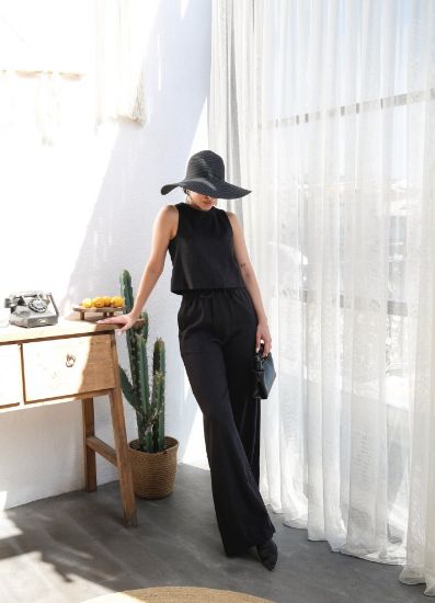 Keten Bluz Ve Pantolon İki̇li̇ Takim resmi